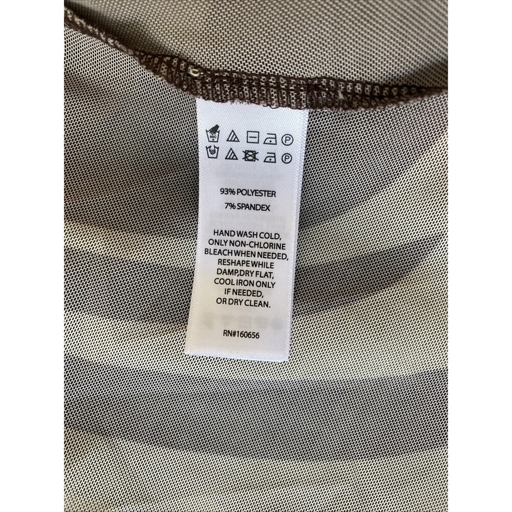 NWT Caroline Constas Brown Cover Up Maxi Dress Mesh Long Sleeve Sheer Beige M - Picture 8 of 9